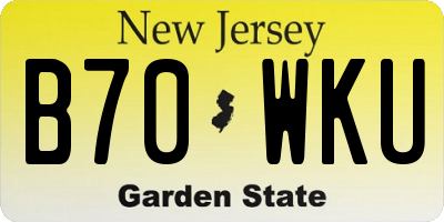 NJ license plate B70WKU