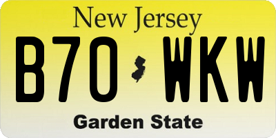 NJ license plate B70WKW