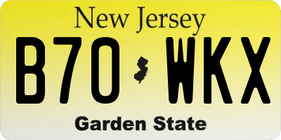 NJ license plate B70WKX