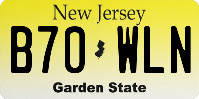 NJ license plate B70WLN