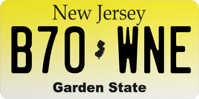 NJ license plate B70WNE