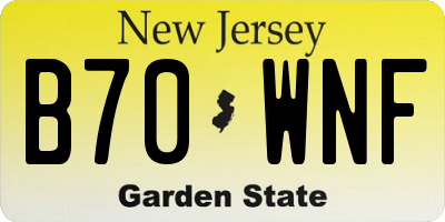 NJ license plate B70WNF
