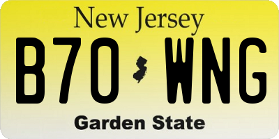 NJ license plate B70WNG