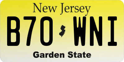 NJ license plate B70WNI