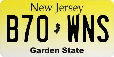 NJ license plate B70WNS