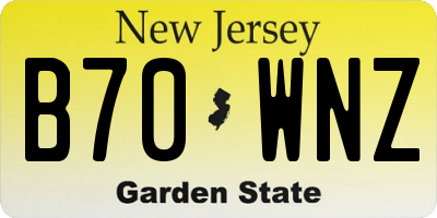 NJ license plate B70WNZ