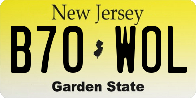 NJ license plate B70WOL