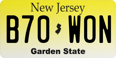NJ license plate B70WON