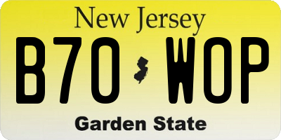 NJ license plate B70WOP
