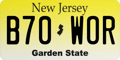 NJ license plate B70WOR