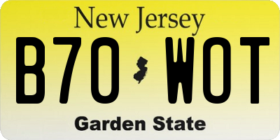 NJ license plate B70WOT