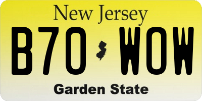 NJ license plate B70WOW