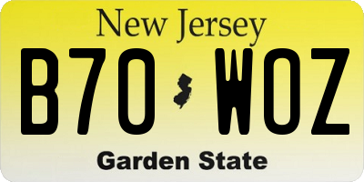 NJ license plate B70WOZ