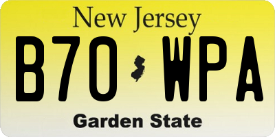 NJ license plate B70WPA