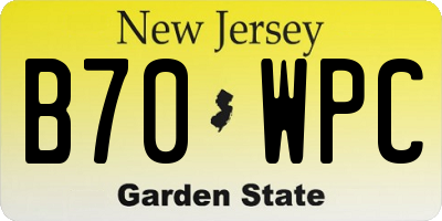 NJ license plate B70WPC