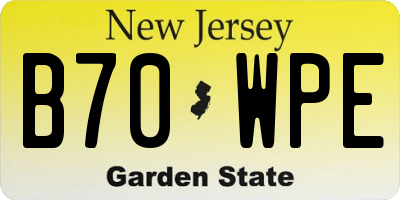 NJ license plate B70WPE
