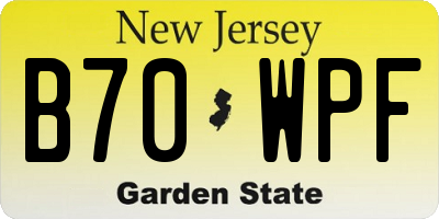 NJ license plate B70WPF