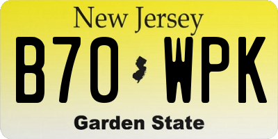 NJ license plate B70WPK