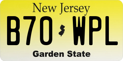 NJ license plate B70WPL