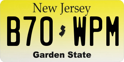 NJ license plate B70WPM