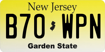 NJ license plate B70WPN