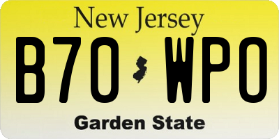 NJ license plate B70WPO