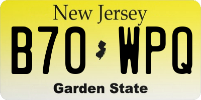 NJ license plate B70WPQ