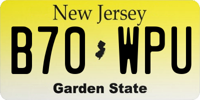 NJ license plate B70WPU