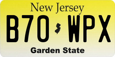 NJ license plate B70WPX