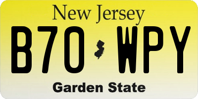 NJ license plate B70WPY