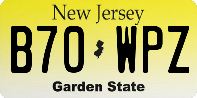 NJ license plate B70WPZ