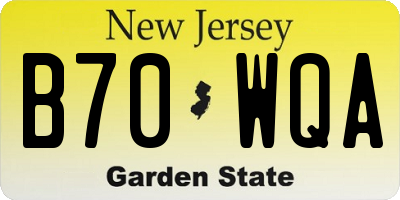 NJ license plate B70WQA