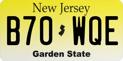 NJ license plate B70WQE