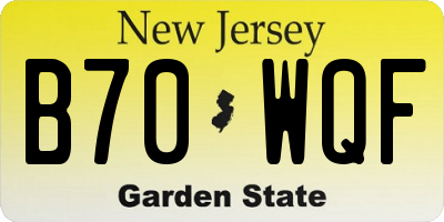 NJ license plate B70WQF
