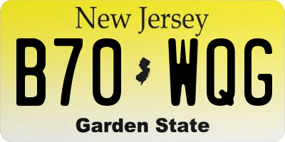 NJ license plate B70WQG