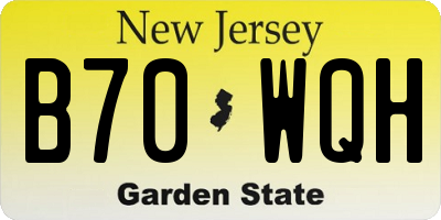 NJ license plate B70WQH