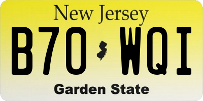 NJ license plate B70WQI