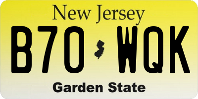 NJ license plate B70WQK