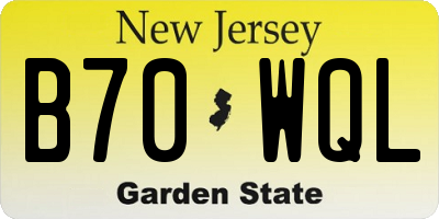 NJ license plate B70WQL