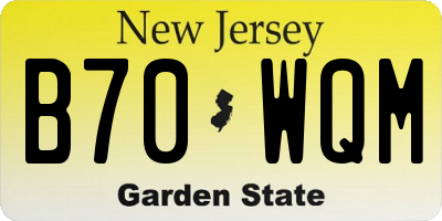 NJ license plate B70WQM