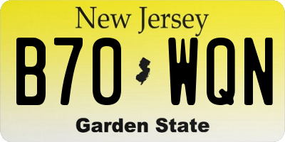 NJ license plate B70WQN
