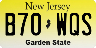 NJ license plate B70WQS