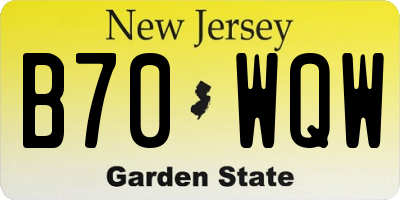 NJ license plate B70WQW