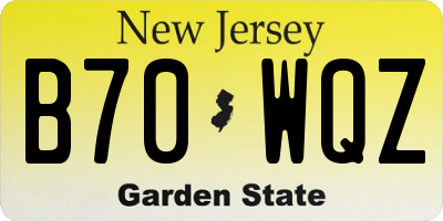 NJ license plate B70WQZ