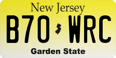 NJ license plate B70WRC