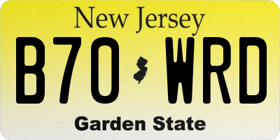 NJ license plate B70WRD