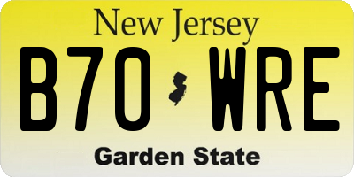 NJ license plate B70WRE