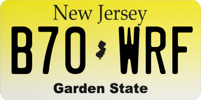 NJ license plate B70WRF