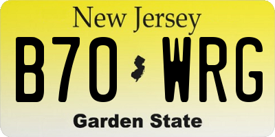 NJ license plate B70WRG