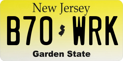 NJ license plate B70WRK